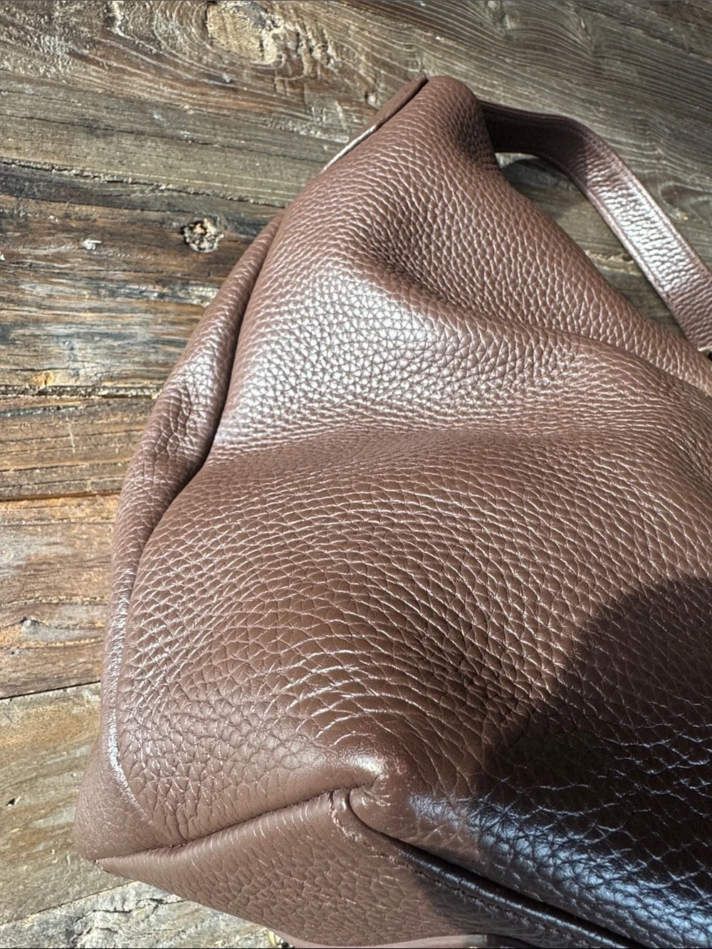Dooney & Bourke‎ chocolate Brown pebbled leather logo lick sack hobo bag